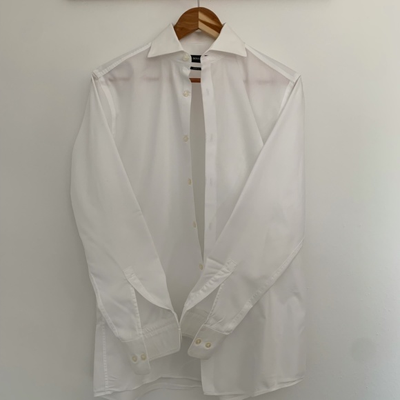 Hugo Boss White Textured Sharp Fit SIZE 15.5 32/33 - Picture 1 of 5